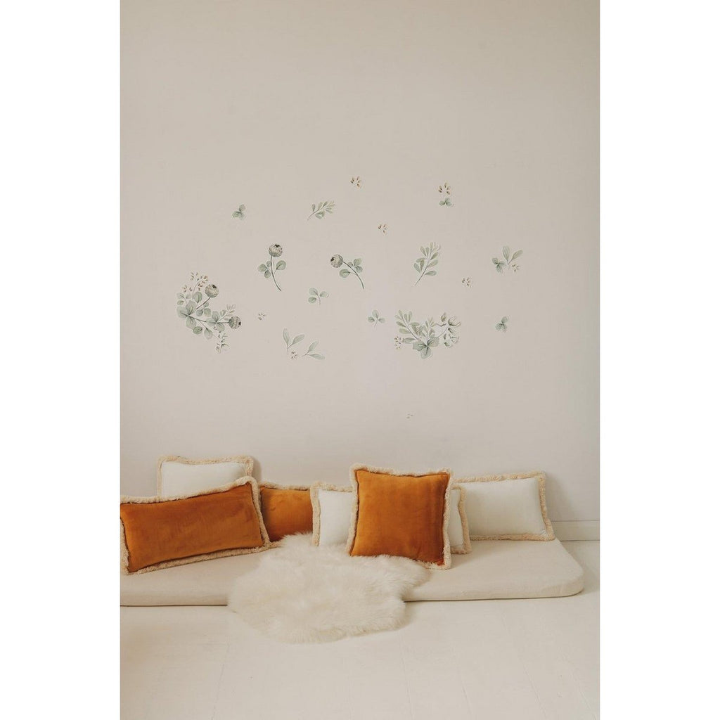 Zacht fluwelen kussen "Mosterd" met franjes