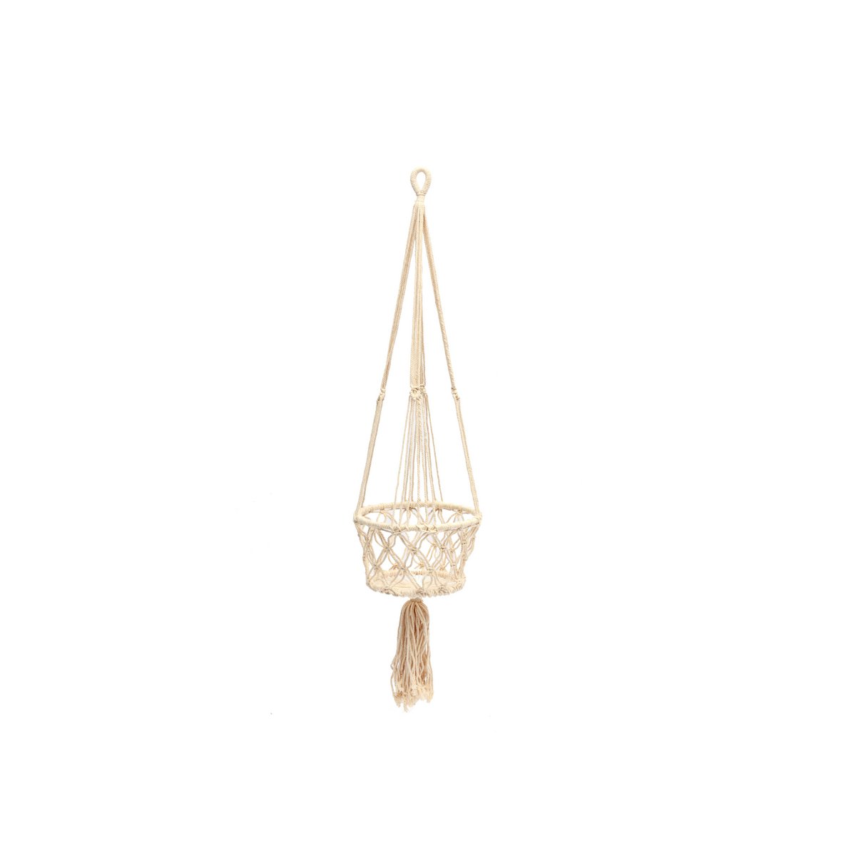 De Macrame Plantenhouder - Wit - S