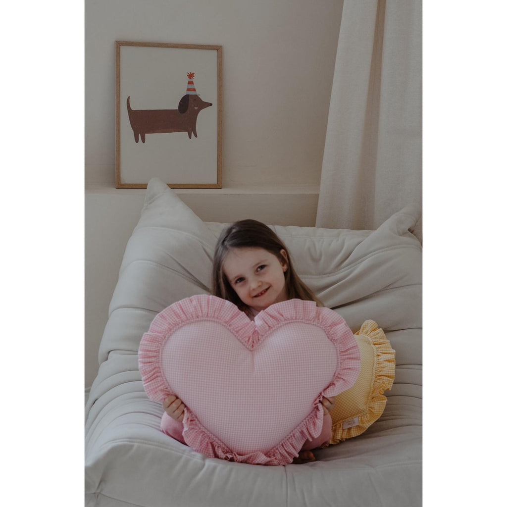 Dubbelzijdig hartkussen met een franje