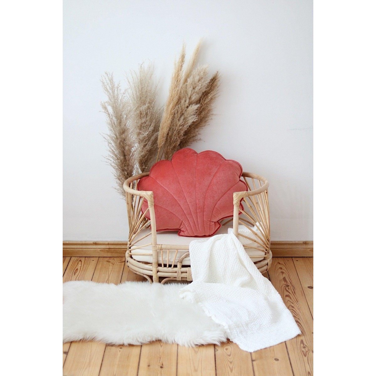 Fluwelen schelpkussen 'Koraal'