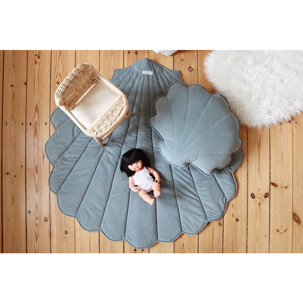 Fluwelen schelpmat "Grey Mint"