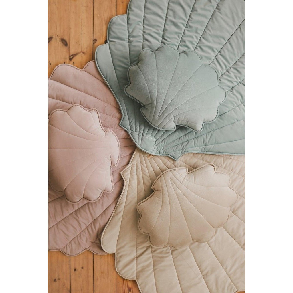 Fluwelen schelpmat "Powder Mint"