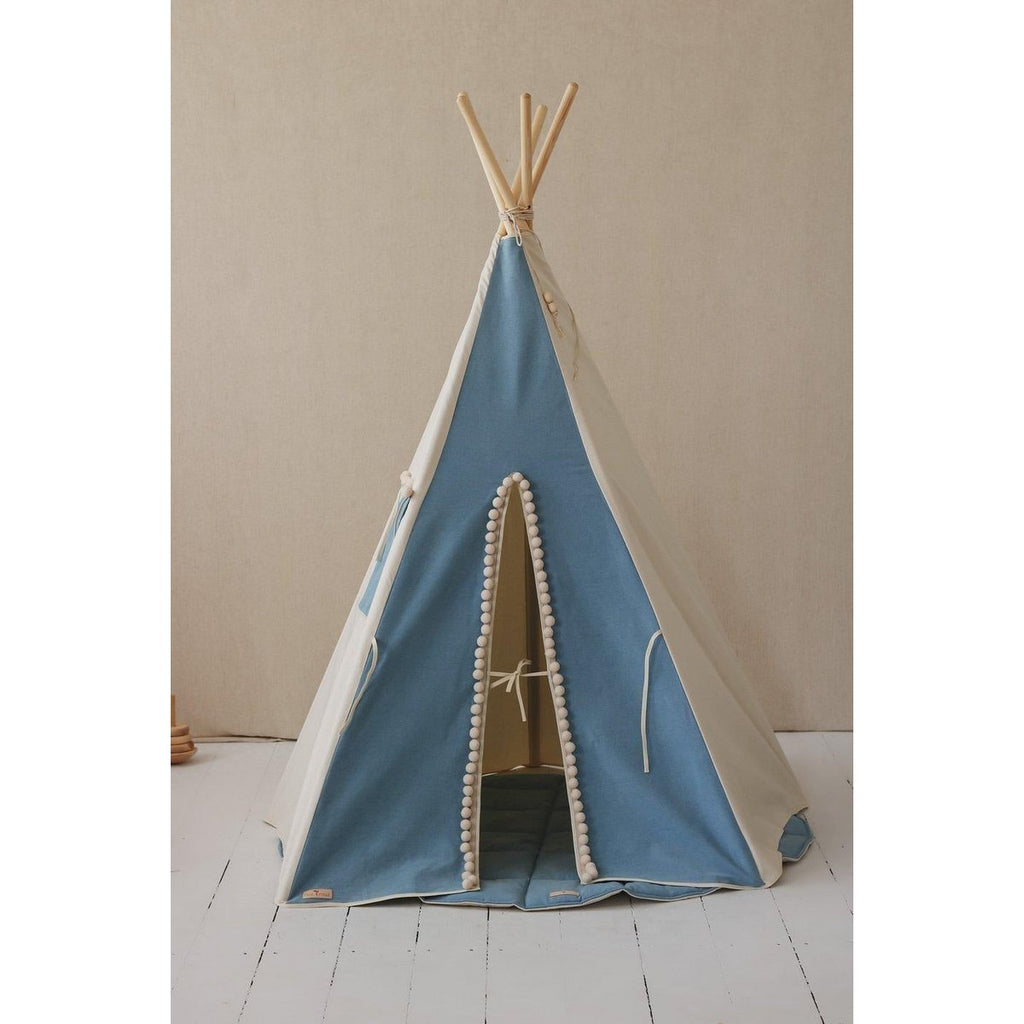 Tipi "Jeans" met pompons en mattenset