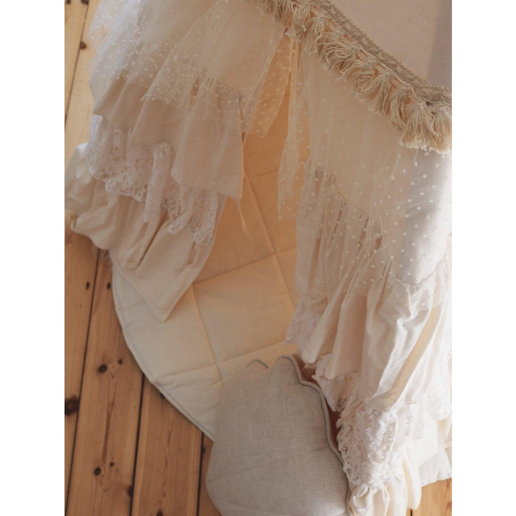 Set "Shabby Chic" Tipi met ruches en bladmatten "White".