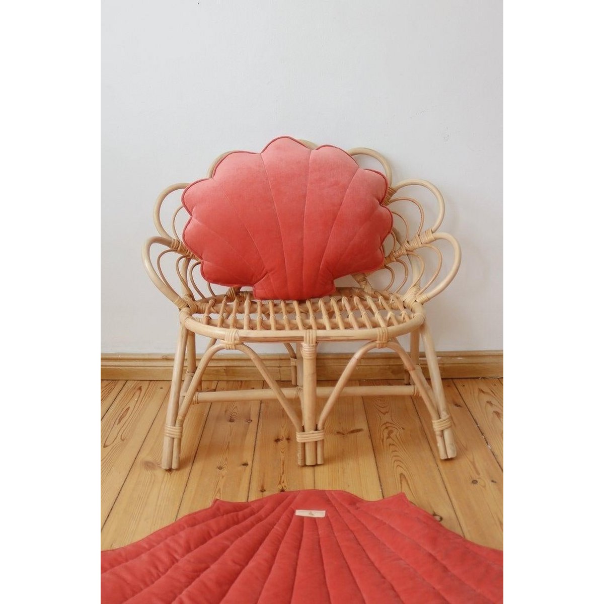 Fluwelen schelpkussen 'Koraal'