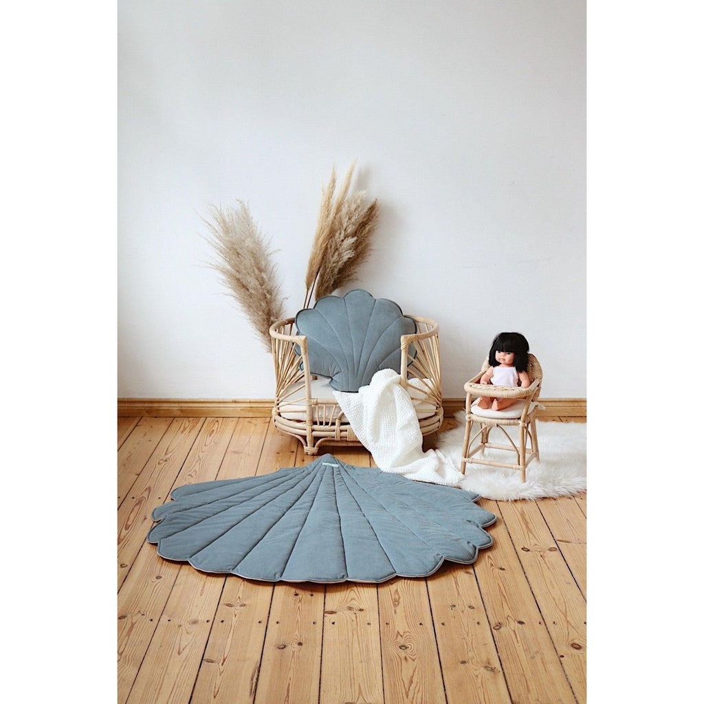 Fluwelen schelpmat "Grey Mint"