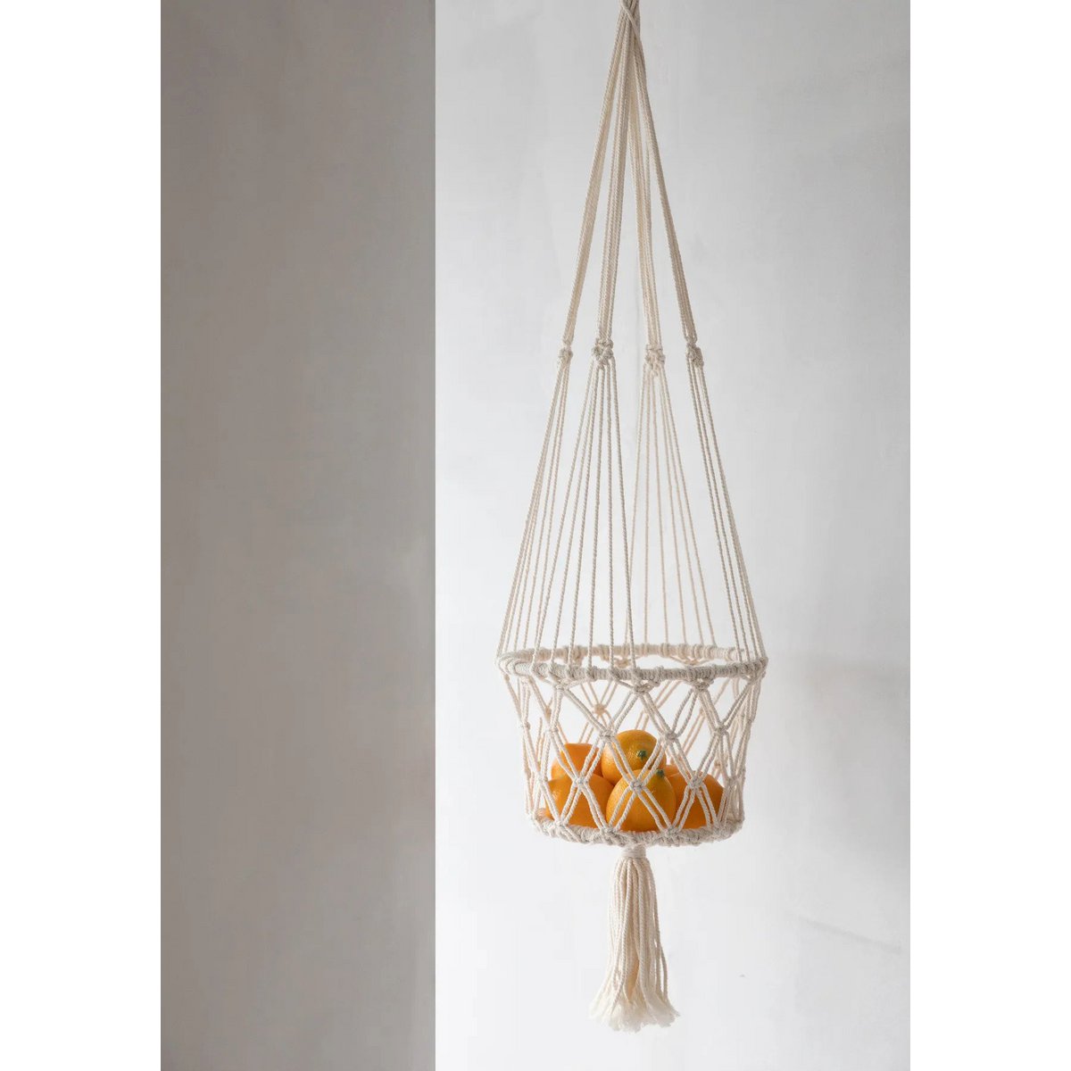 De Macrame Plantenhouder - Wit - L