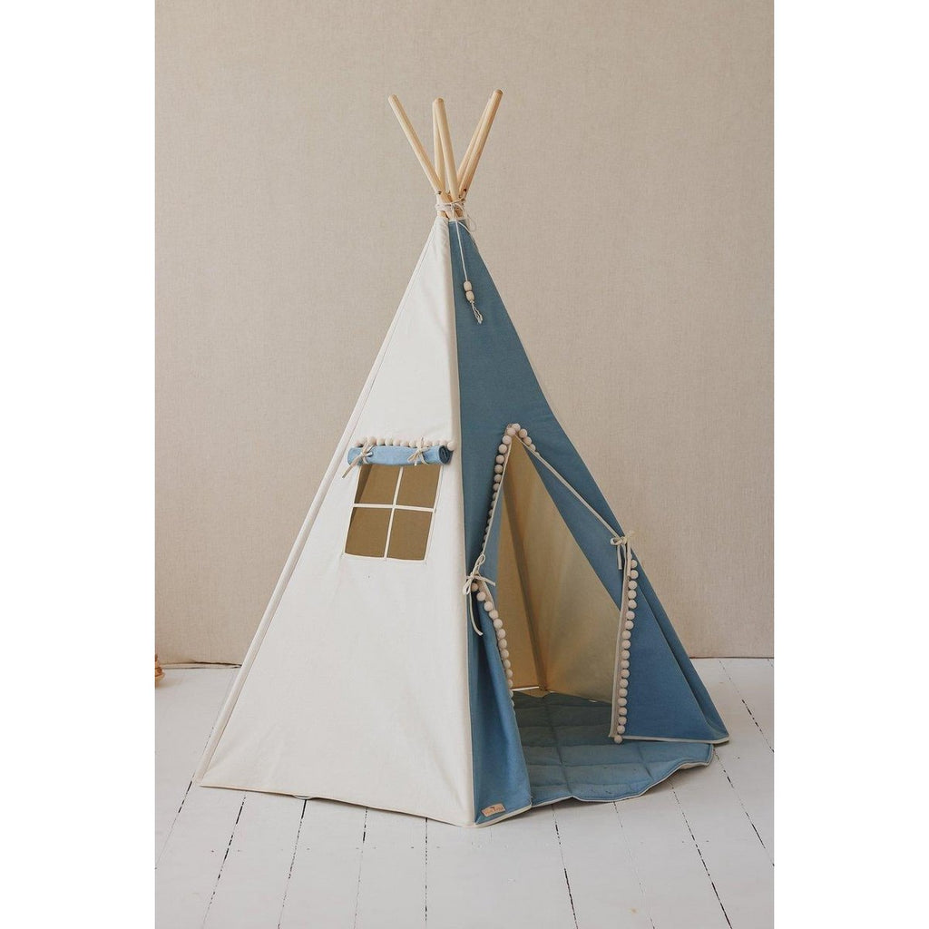 Tipi "Jeans" met pompons en mattenset
