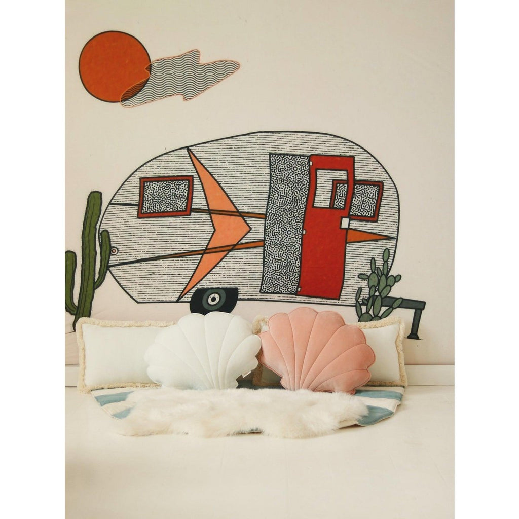 Fluwelen schelpkussen 'Wit'