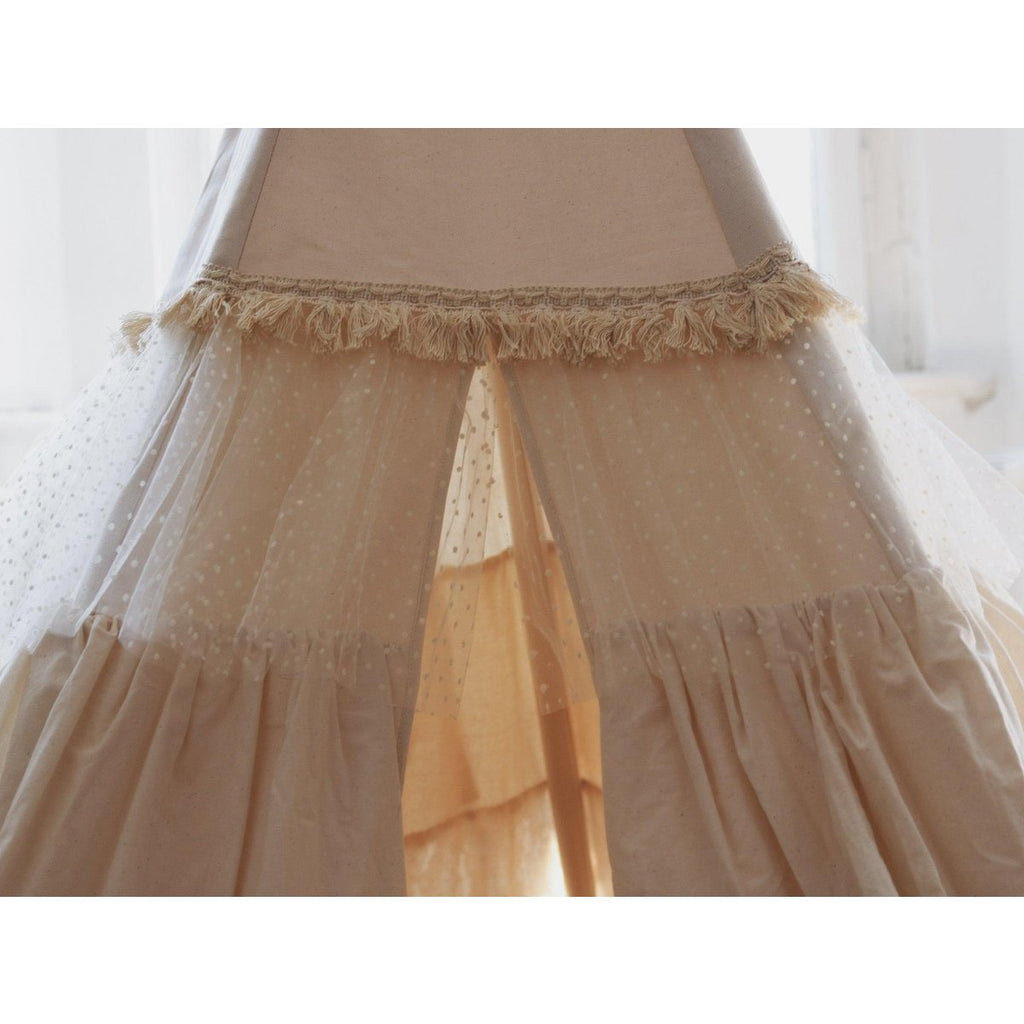 Set "Shabby Chic" Tipi met ruches en bladmatten "White".