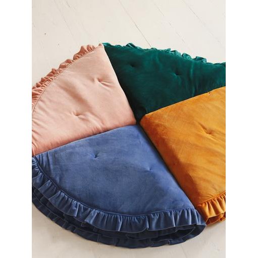 Zachte fluwelen mat met franje “Mosterd”