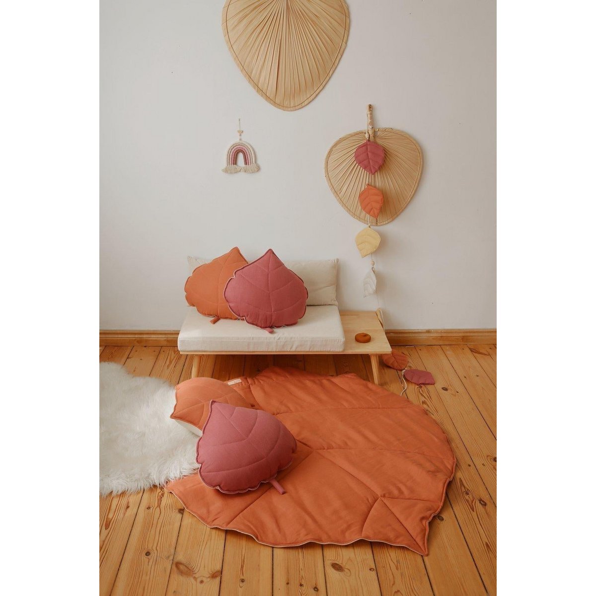 "Papaya" fluwelen Ginkgo bladmat