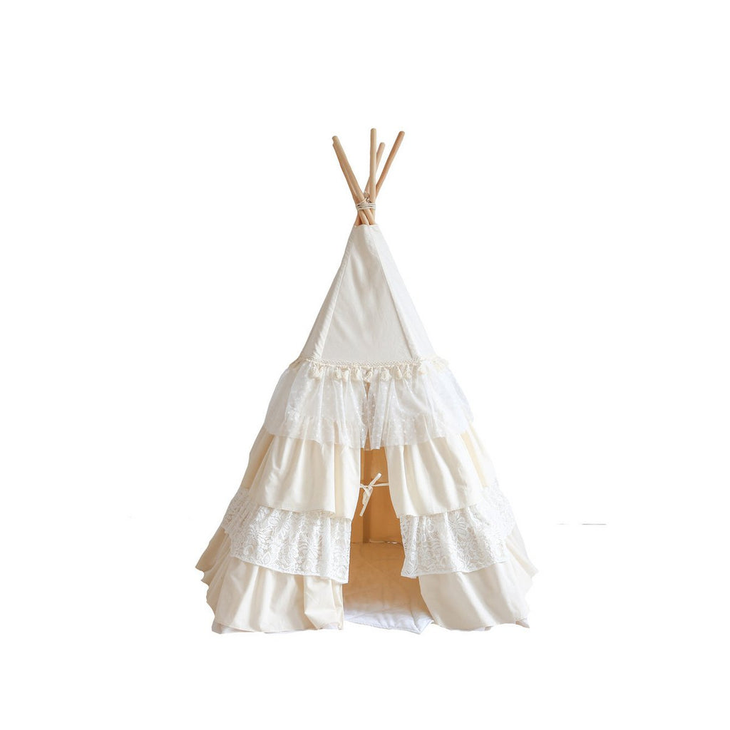 Set "Shabby Chic" Tipi met ruches en bladmatten "White".