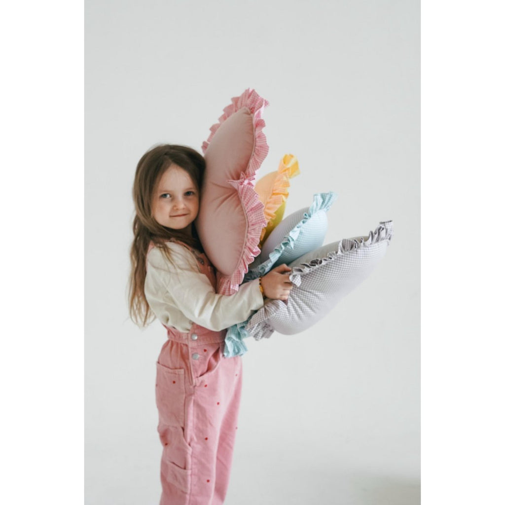 Dubbelzijdig hartkussen met een franje