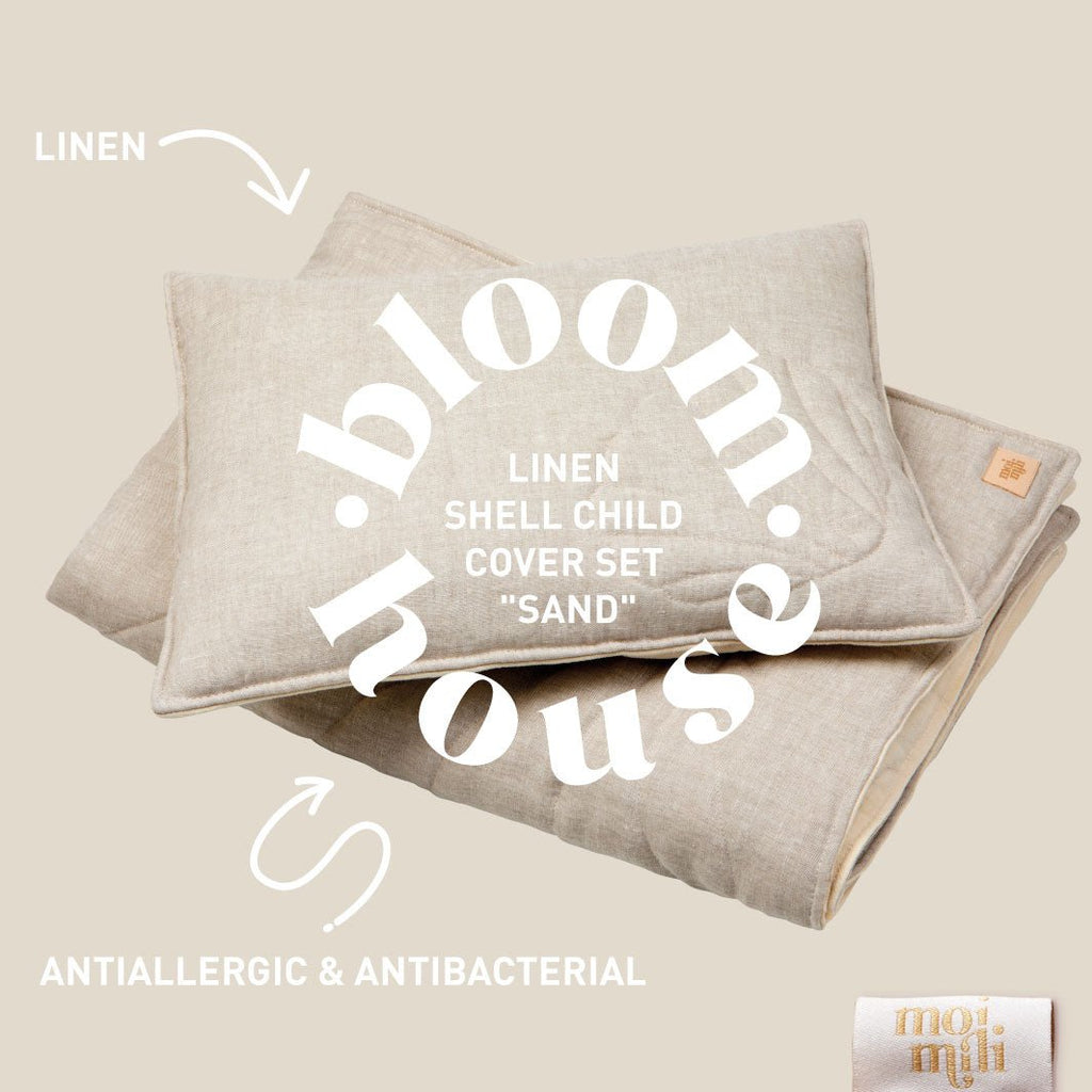 Linnen schelp kinderovertrekset "Sand" Groot formaat