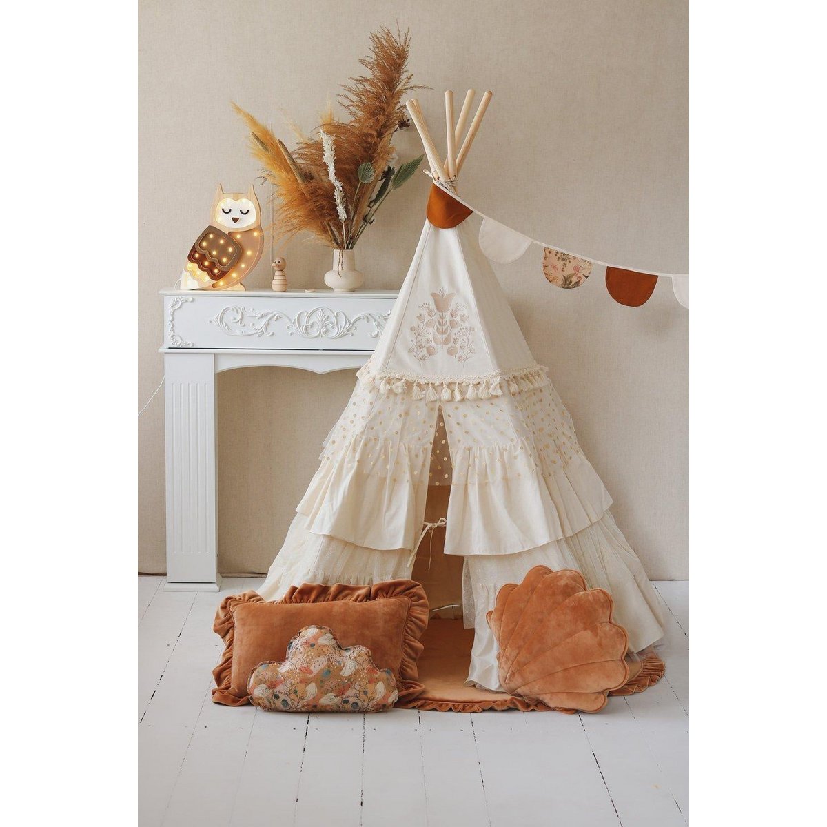 Tipi "Boho" met ruches en borduursels