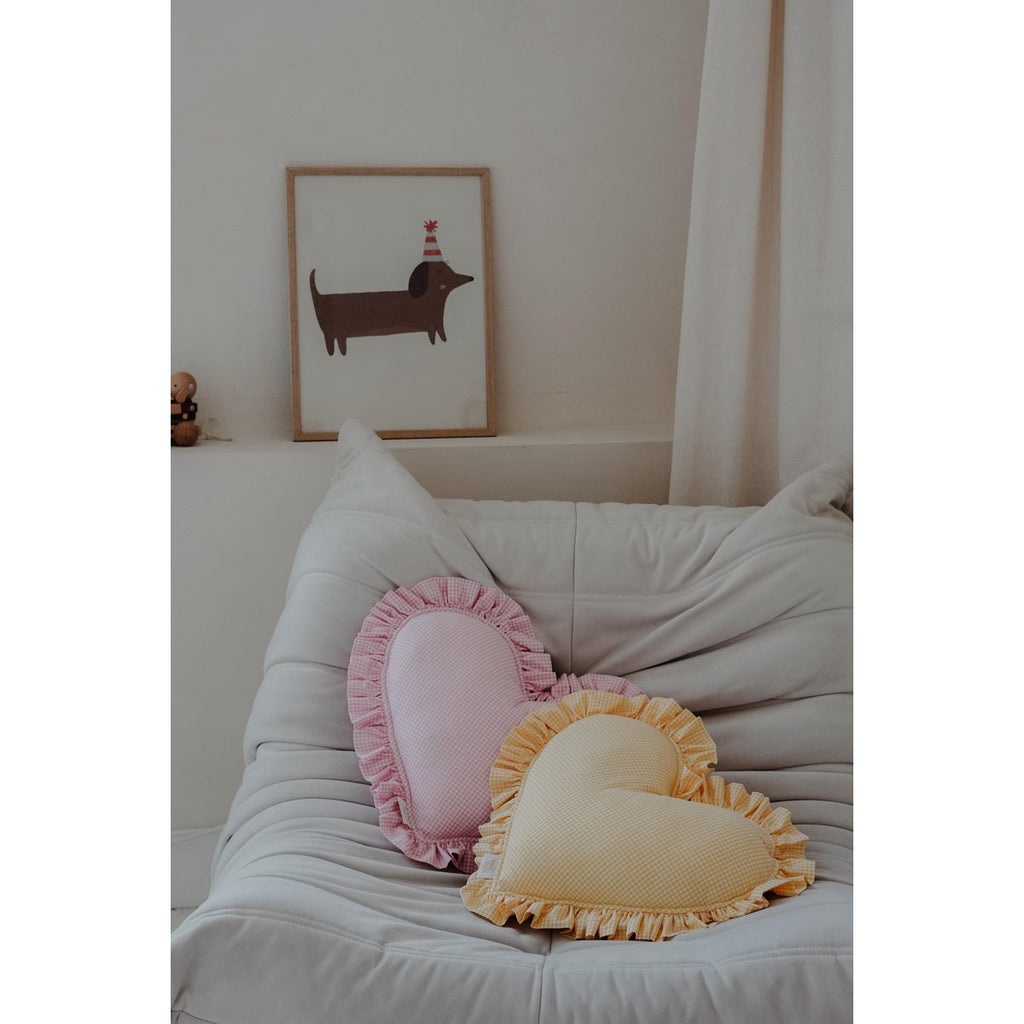 Dubbelzijdig hartkussen met een franje