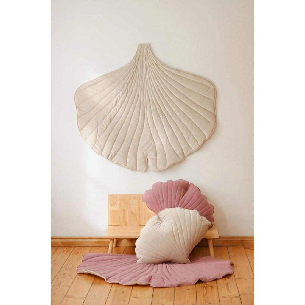 "Crème" fluwelen Ginkgo bladmat