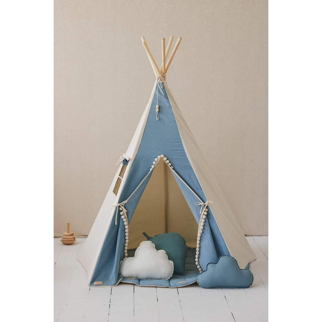 Tipi "Jeans" met pompons en mattenset