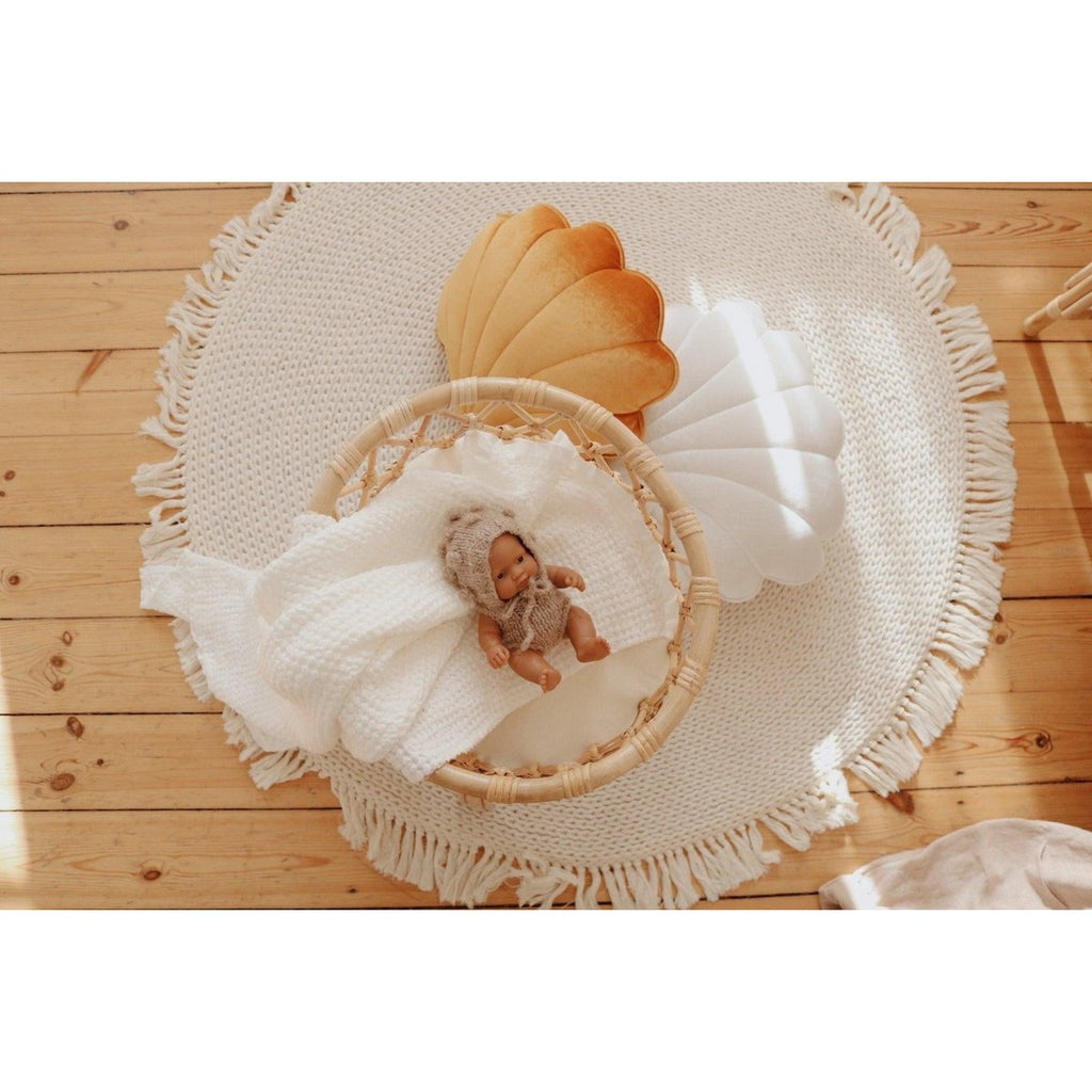 Fluwelen schelpkussen 'Gold Pearl'