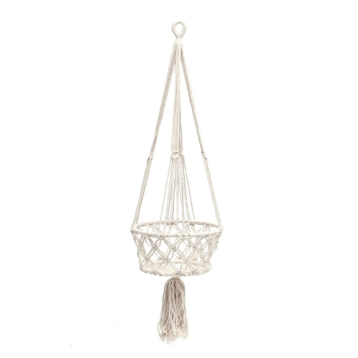 De Macrame Plantenhouder - Wit - L