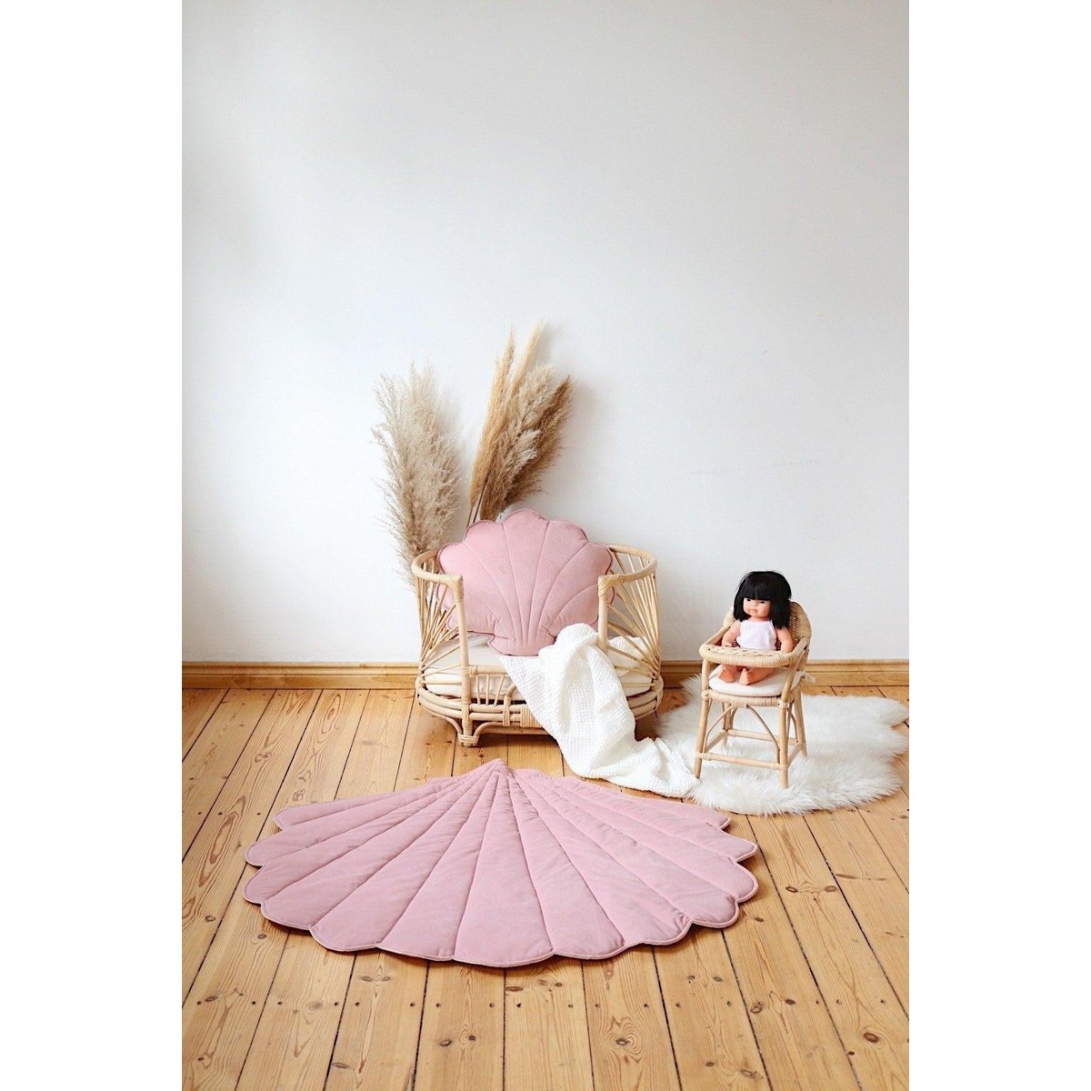 Fluwelen schelpmat "Zacht roze"