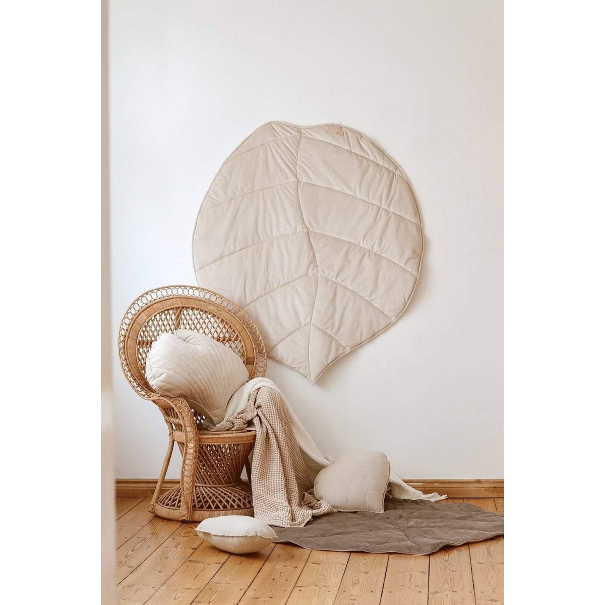 "Crème" fluwelen Ginkgo bladmat