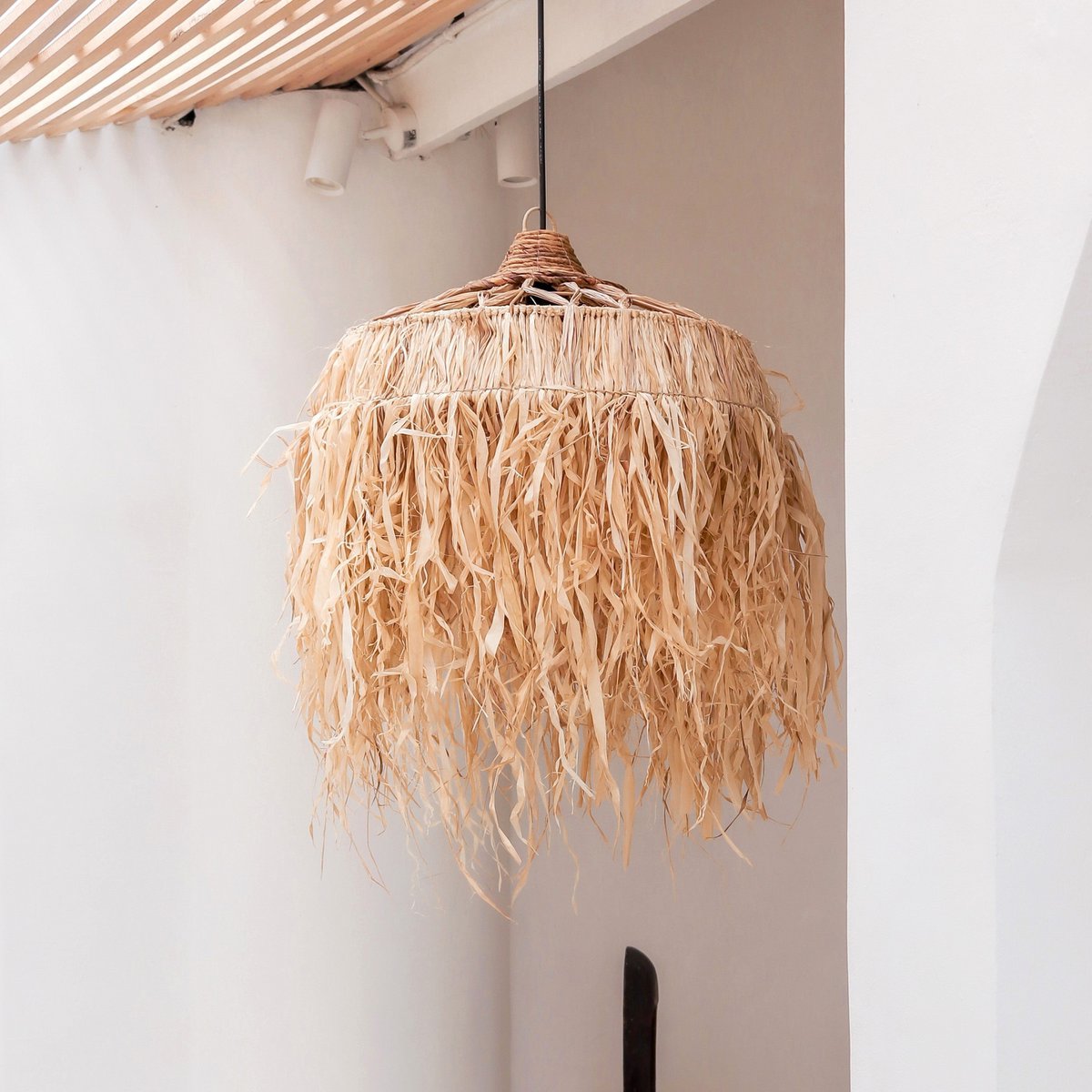 Raffia lamp with long fringes | Lampshade | Pendant lamp KAWI (2 sizes)