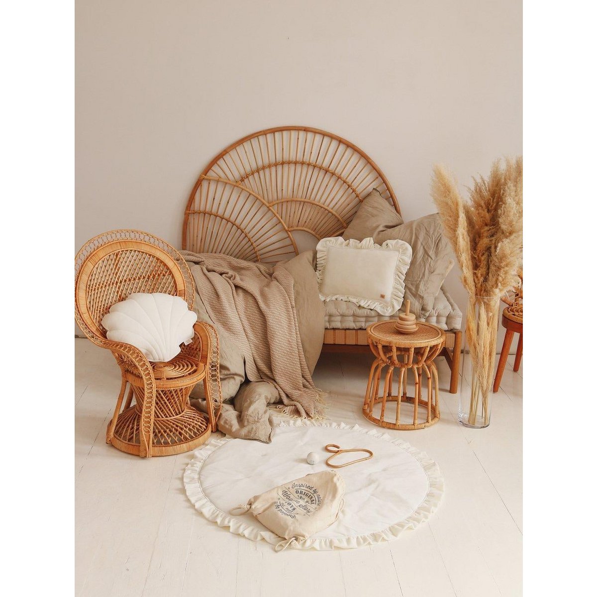 Fluwelen schelpkussen 'Wit'