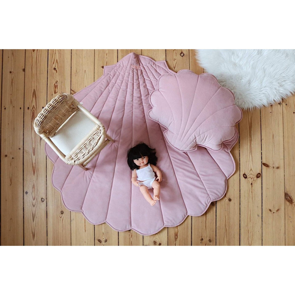 Fluwelen schelpmat "Zacht roze"