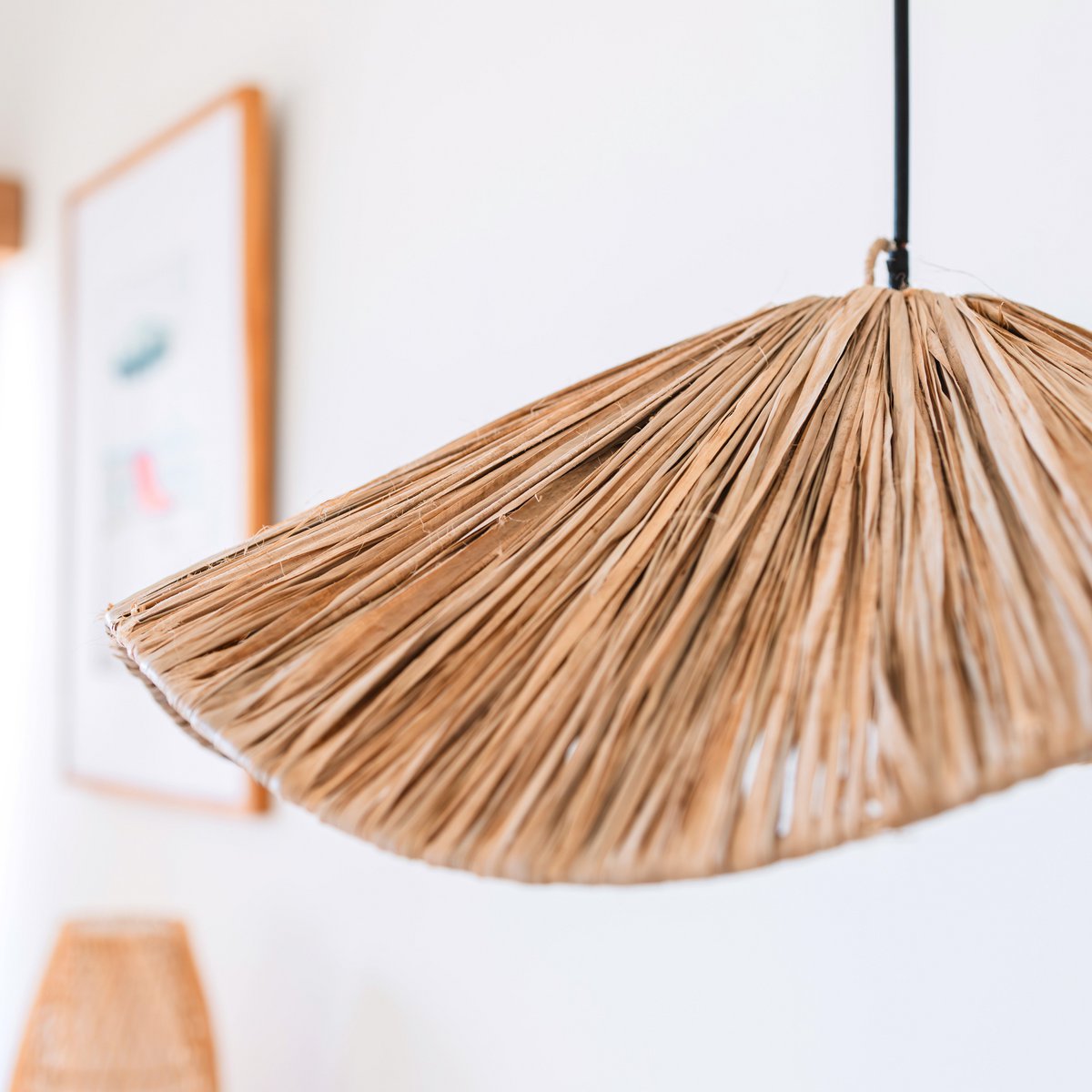 Boho lampshade – large raffia ceiling lamp – natural hanging lamp – handmade ceiling lamp made of raffia TAMPAH (Ø 53 cm)
