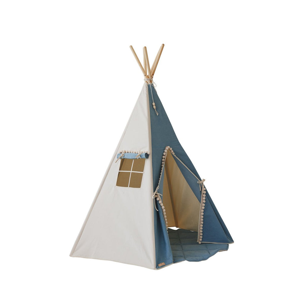 Tipi "Jeans" met pompons en mattenset