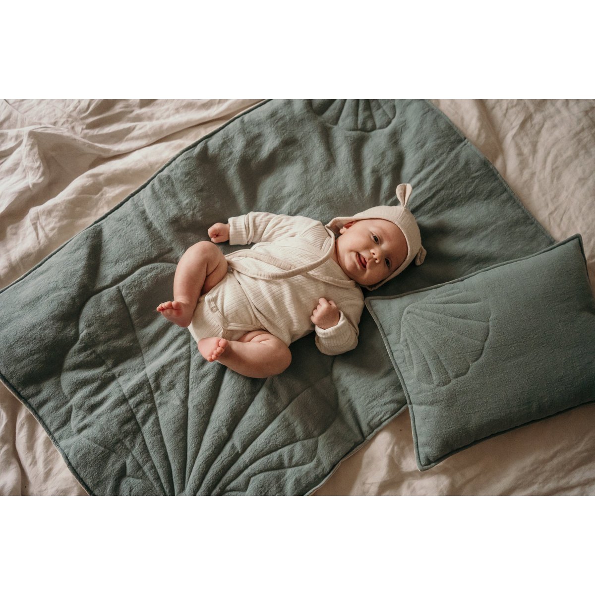 Linnen schelp kinderovertrekset "Eye of the sea" Groot formaat