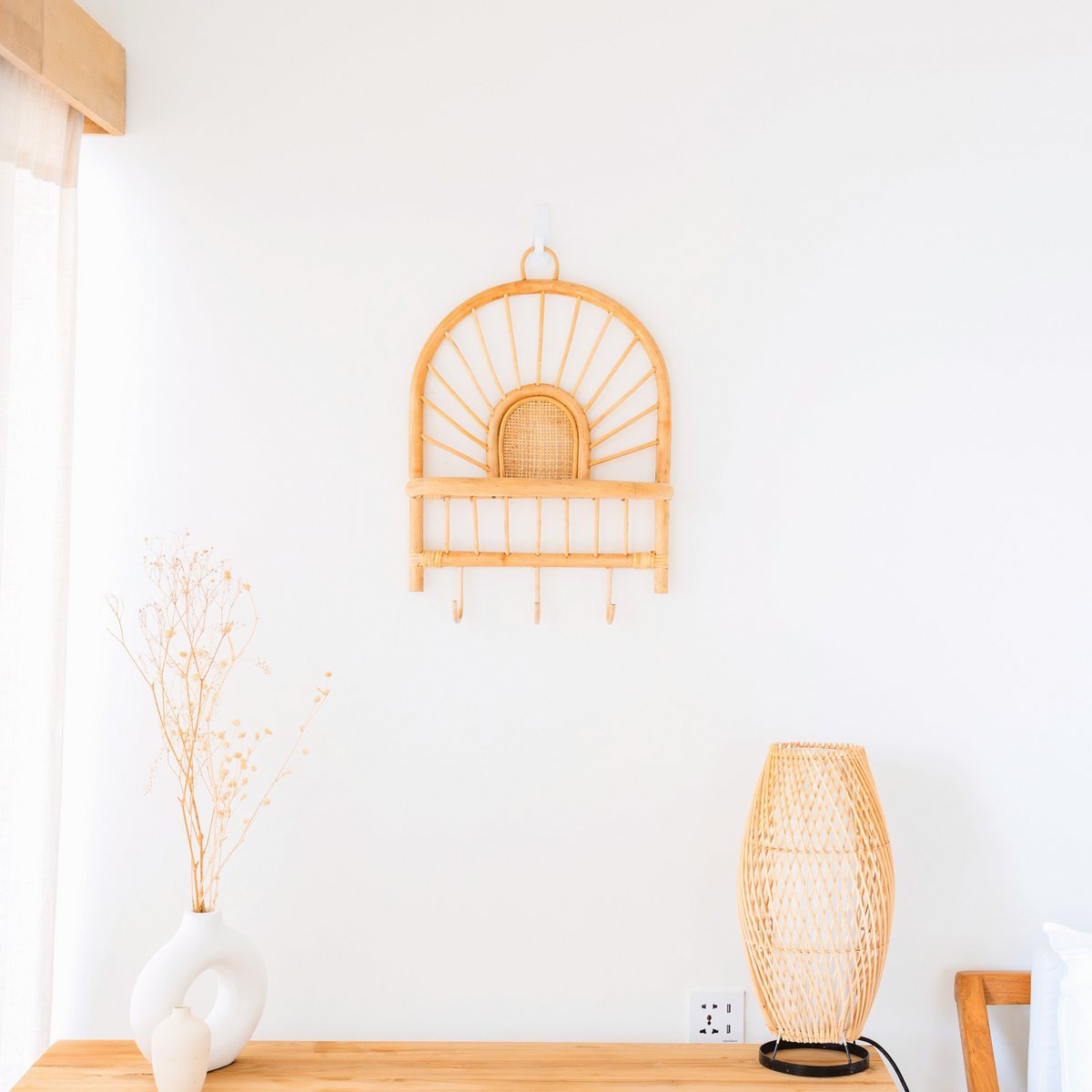 Rotan Wandplank – Kleine Boho Wandplank