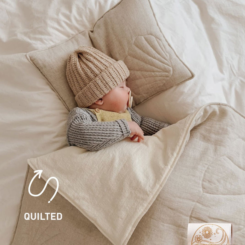 Linnen schelp kinderovertrekset "Sand" Groot formaat